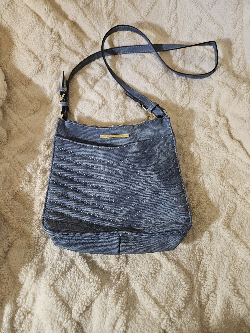 Steve Madden Chevron Crossbody Bag in Slate Blue